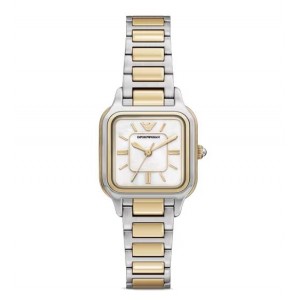 EMPORIO ARMANI Cecilia Ρολόι Γυναικείο Tετράγωνο Δίχρωμο Ανοξείδωτο Μπρασελέ AR11745 