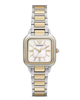 EMPORIO ARMANI Cecilia Ρολόι Γυναικείο Tετράγωνο Δίχρωμο Ανοξείδωτο Μπρασελέ AR11745 