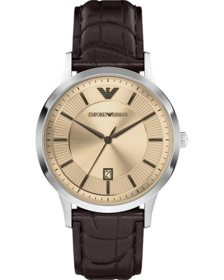 EMPORIO ARMANI Ρολόι Archetipo Μαύρο δερμάτινο λουρί AR11783 
