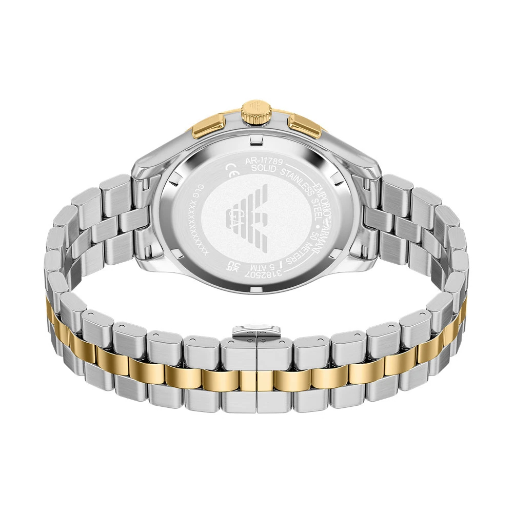 EMPORIO ARMANI Dario Ρολόι Σετ με βραχιόλι Δίχρωμο Ανοξείδωτο Aτσάλι μπρασελέ AR80084SET 