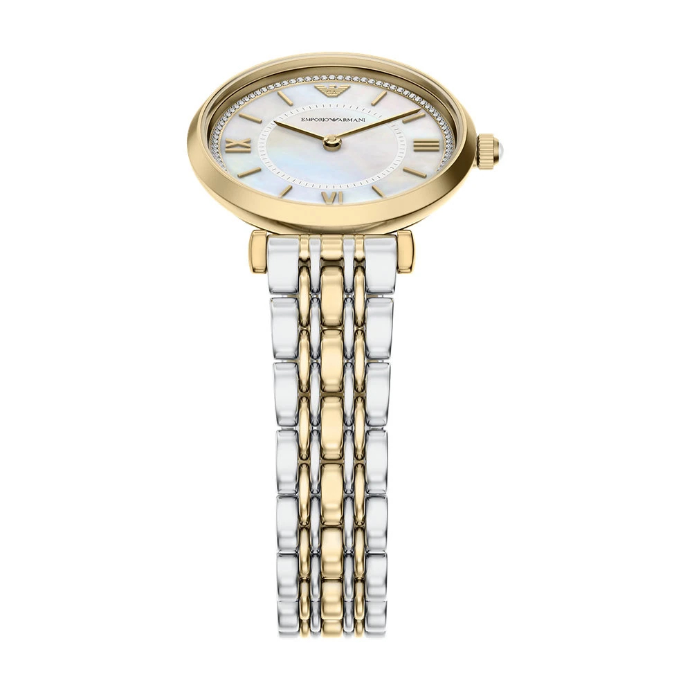 EMPORIO ARMANI Ρολόι Gianni T-bar Γυναικείο Δίχρωμο Ανοξείδωτο Μπρασελέ AR80086SET