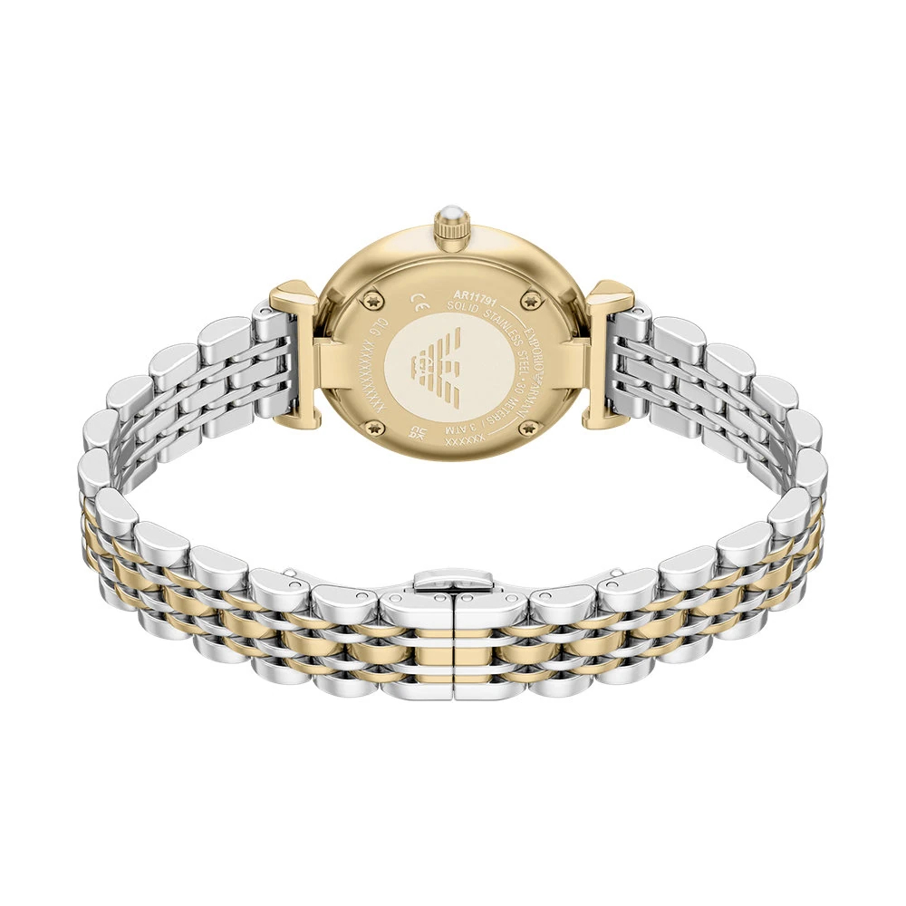 EMPORIO ARMANI Ρολόι Gianni T-bar Γυναικείο Δίχρωμο Ανοξείδωτο Μπρασελέ AR80086SET