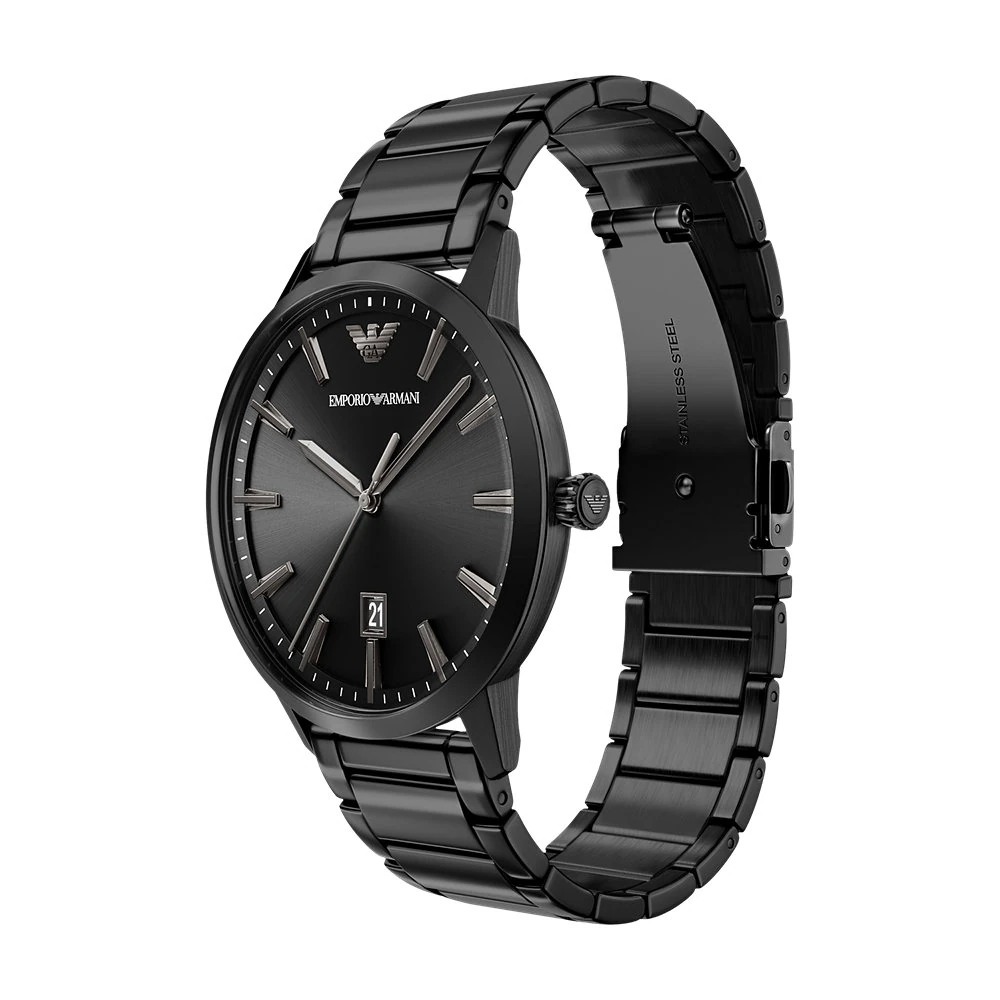EMPORIO ARMANI Ruggero Ρολόι Σετ Μαύρο Ανοξείδωτο Ατσάλι AR80089SET