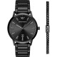 EMPORIO ARMANI Ruggero Ρολόι Σετ Μαύρο Ανοξείδωτο Ατσάλι AR80089SET