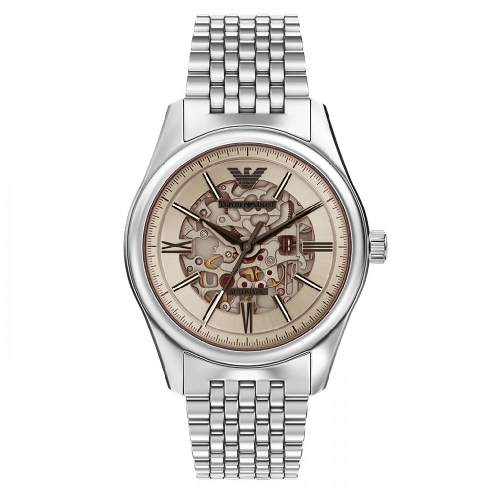 EMPORIO ARMANI Ρολόι Αυτόματο Ασημί Ανοξείδωτο Aτσάλι μπρασελέ AR60095