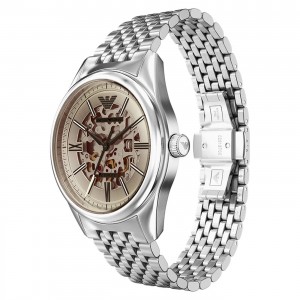 EMPORIO ARMANI Ρολόι Αυτόματο Ασημί Ανοξείδωτο Aτσάλι μπρασελέ AR60095