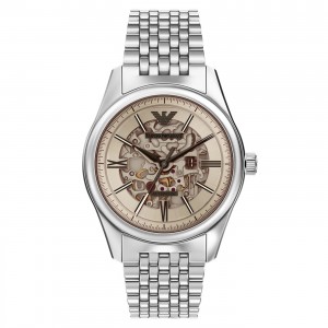 EMPORIO ARMANI Ρολόι Αυτόματο Ασημί Ανοξείδωτο Aτσάλι μπρασελέ AR60095