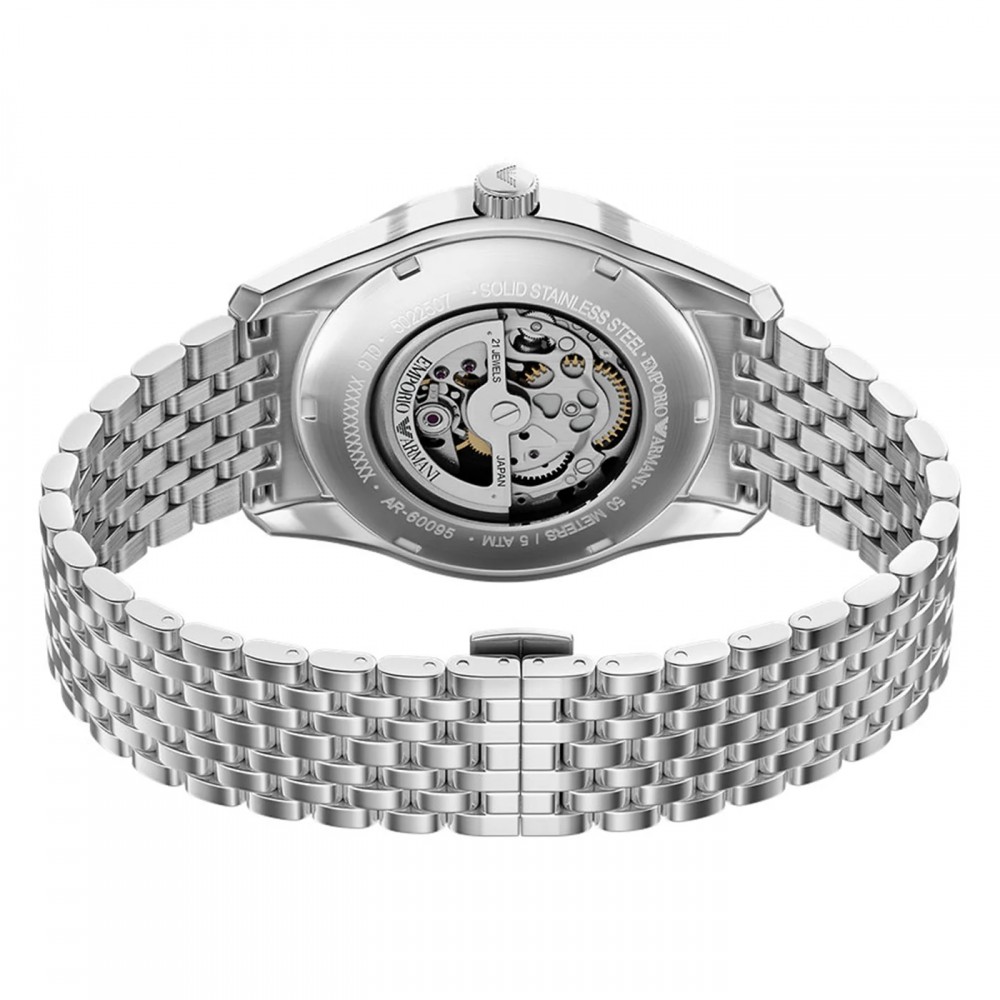 EMPORIO ARMANI Ρολόι Αυτόματο Ασημί Ανοξείδωτο Aτσάλι μπρασελέ AR60095