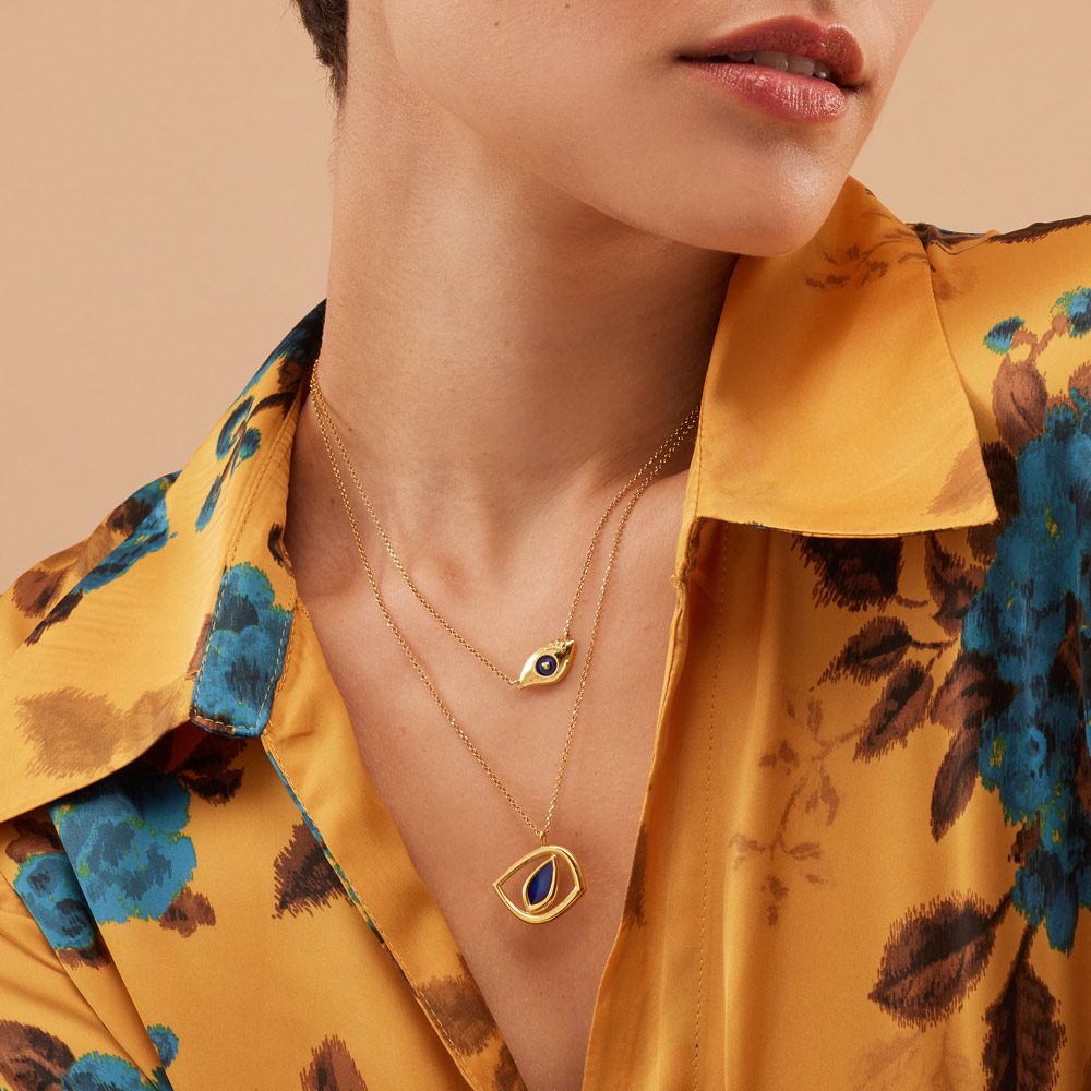 Ασημένιο Κολιέ Iris - σμάλτο μπλε 004-002-0145-blue