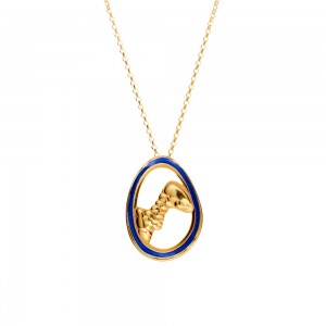 Necklace - silver, enamel 004-002-0153-blue