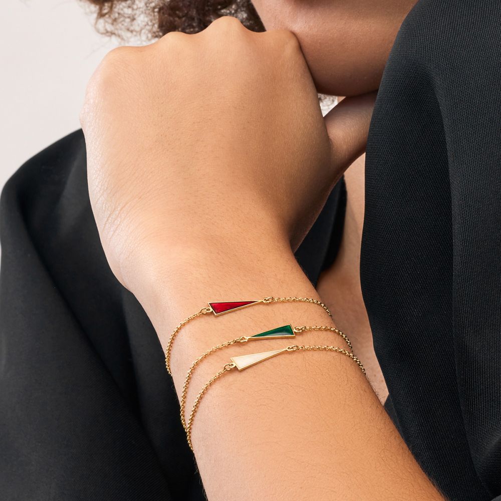 Ασημένιο Βραχιόλι Schemata - σμάλτο 003-002-0058-green