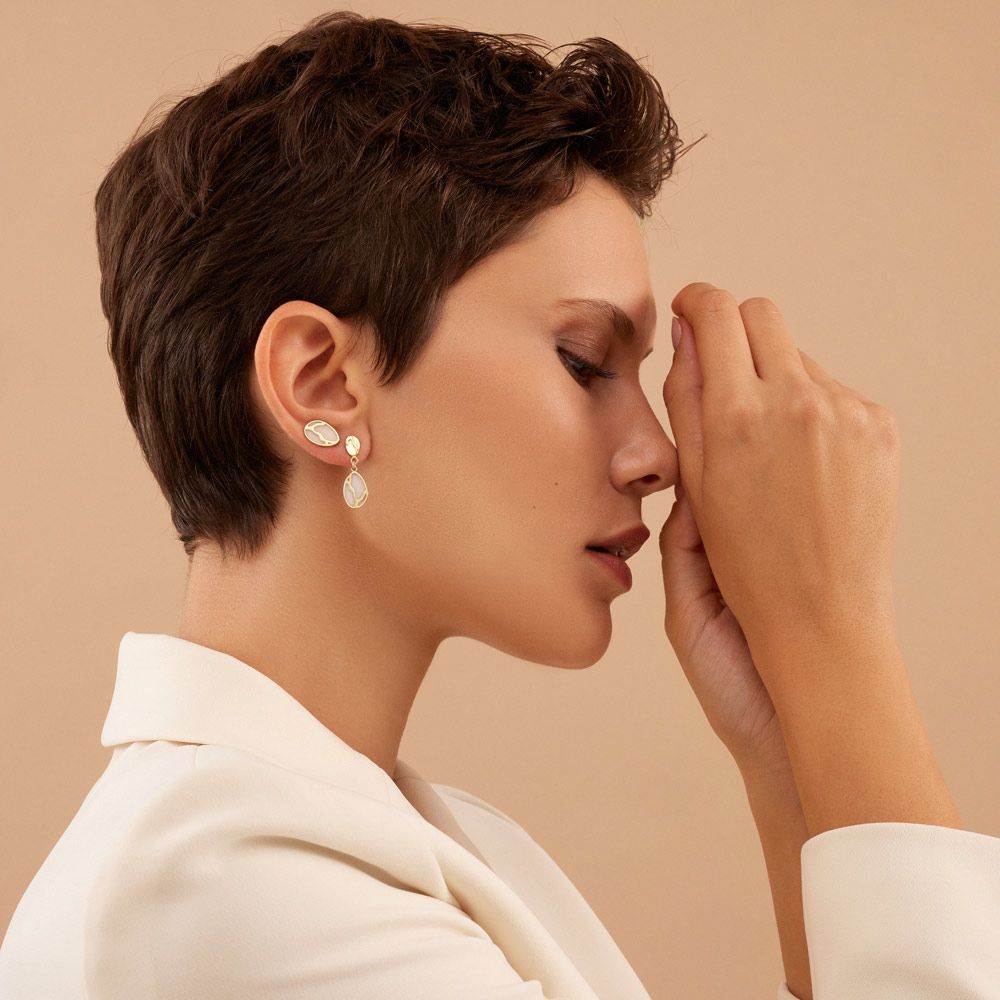 Ασημένια Σκουλαρίκια Kintsugi - σμάλτο 002-002-0216-white