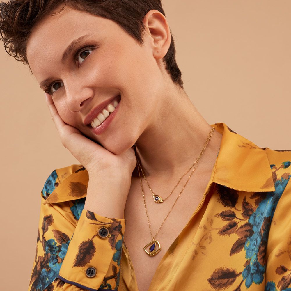 Ασημένιο Κολιέ Iris - σμάλτο μπλε 004-002-0145-blue