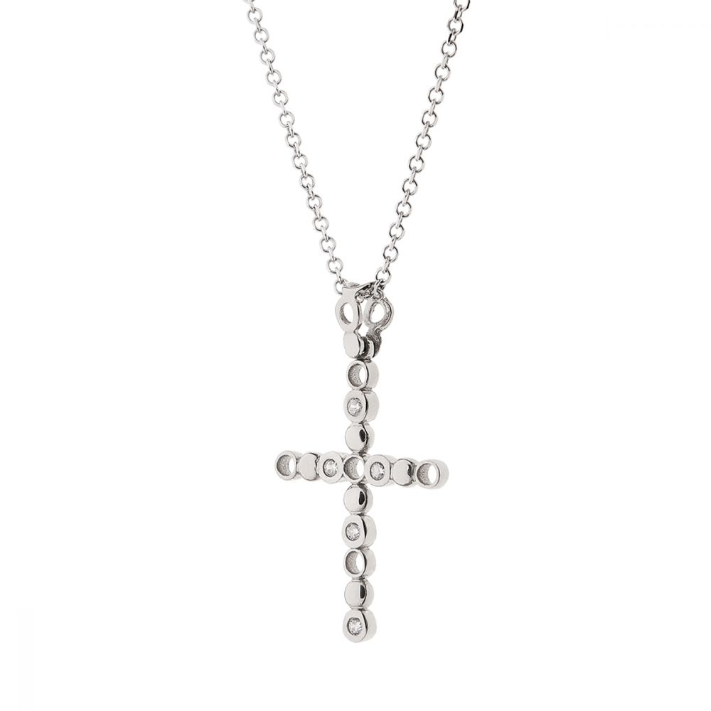 Βαπτιστικός Σταυρός Λευκόχρυσος 14K-Διαμάντι 004-004-0003-whitegold-diamond