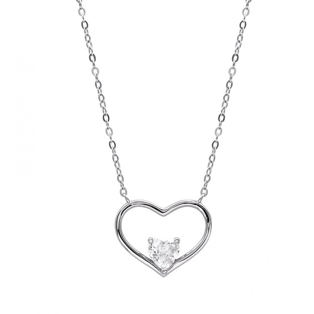 ForYou Γυναικείο Κολιέ Amour Ασήμι 925 Λευκό Κρύσταλλο B19250
