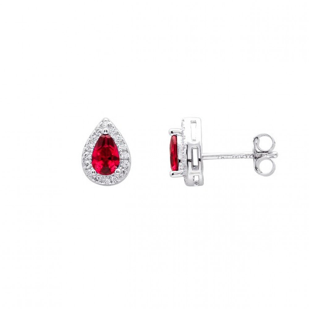 ForYou Nina Σκουλαρίκια Ροζέτα Κόκκινο Κρύσταλλο Ασήμι 925 E21580RB