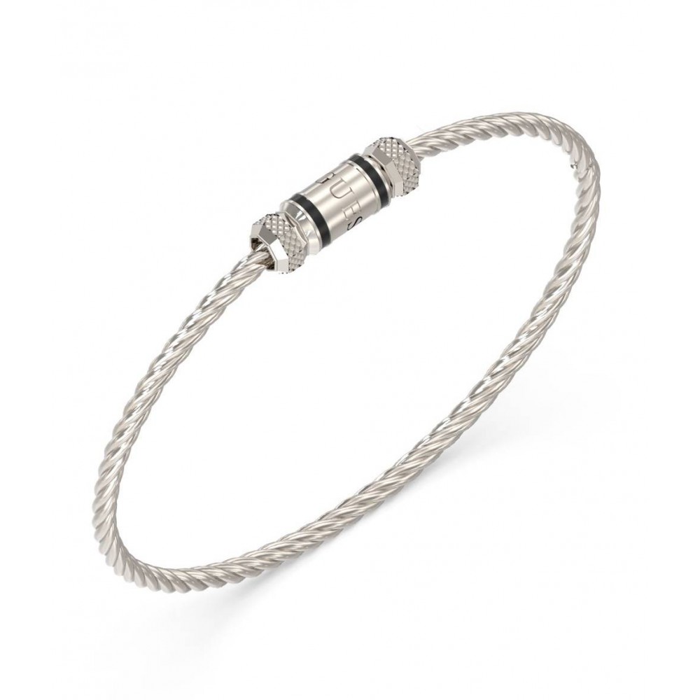 GUESS STEEL EXAGON JUMB05096JWSTL Βραχιόλι Ασημένιο Με Λογότυπο