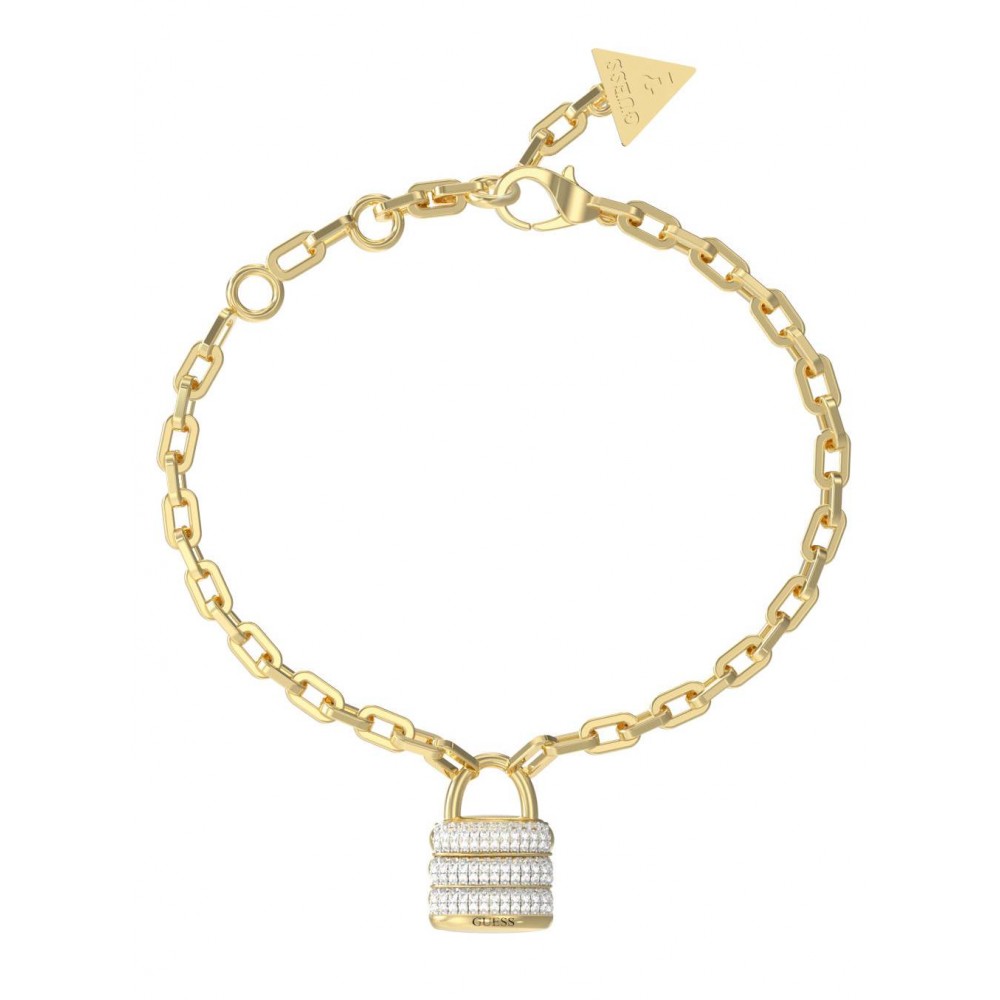 GUESS STEEL GUESS MY SECRET JUBB05406JWYGL Βραχιόλι Χρυσό Με Λουκέτο Με Πέτρες