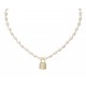 GUESS STEEL GUESS MY SECRET JUBN05405JWYGT/U Κολιέ Χρυσό Με Άσπρες Πέρλες Και Λουκετάκι Με Πέτρες