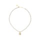 GUESS STEEL GUESS MY SECRET JUBN05405JWYGT/U Κολιέ Χρυσό Με Άσπρες Πέρλες Και Λουκετάκι Με Πέτρες