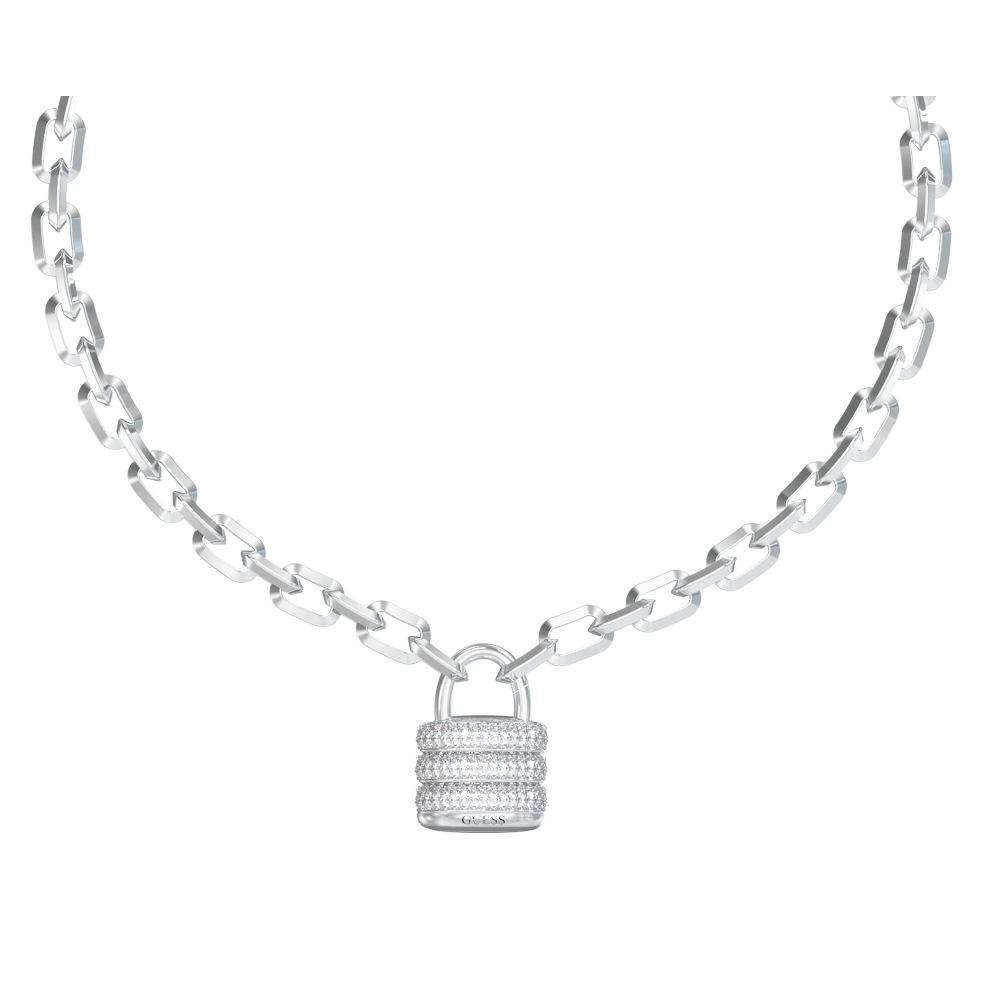 GUESS STEEL GUESS MY SECRET JUBN05415JWRHT/U Κολιέ Ασημένιο Με Λουκέτο Με Πέτρες GUESS STEEL GUESS MY SECRET JUBN05415JWRHT/U Κολιέ Ασημένιο Με Λουκέτο Με Πέτρες