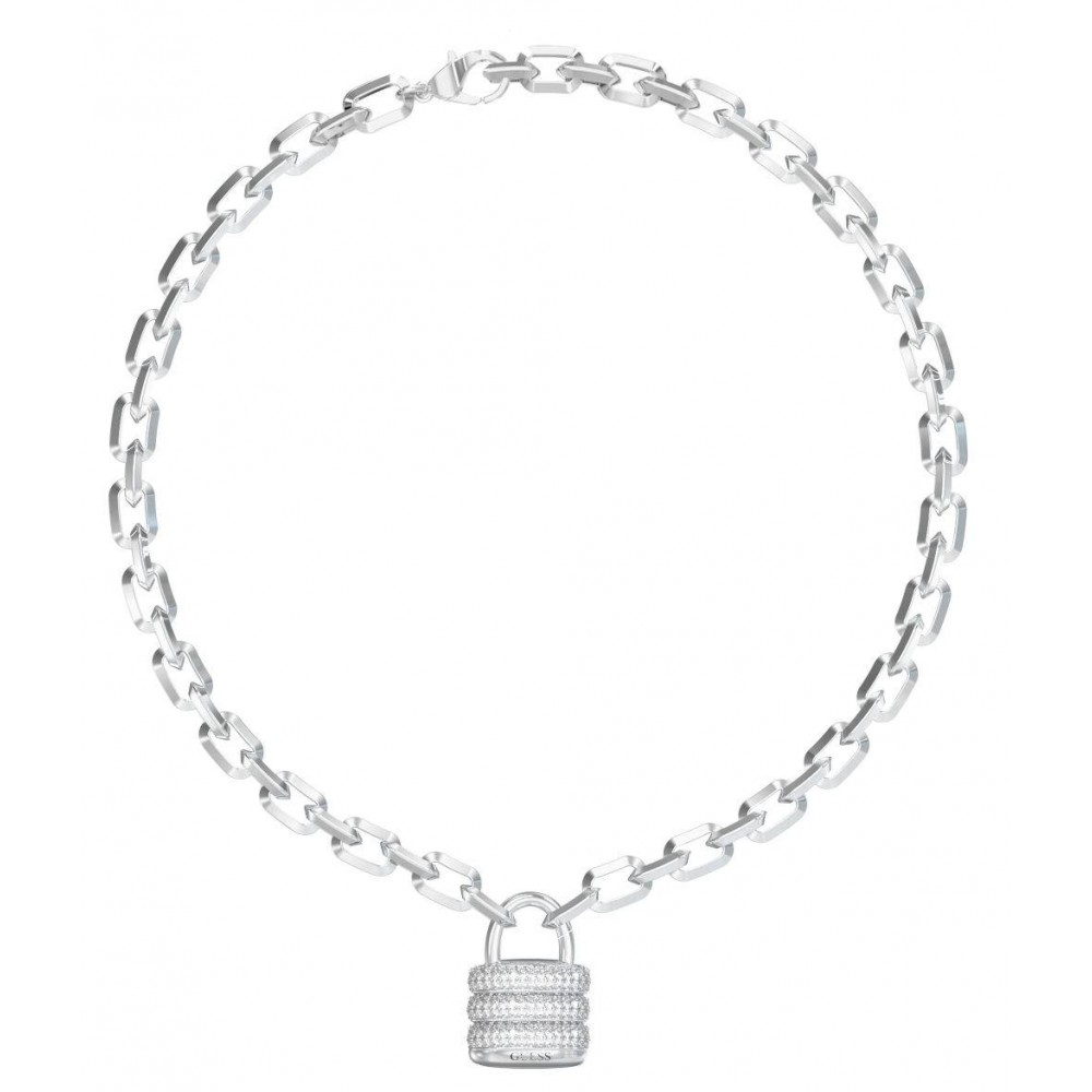 GUESS STEEL GUESS MY SECRET JUBN05415JWRHT/U Κολιέ Ασημένιο Με Λουκέτο Με Πέτρες GUESS STEEL GUESS MY SECRET JUBN05415JWRHT/U Κολιέ Ασημένιο Με Λουκέτο Με Πέτρες