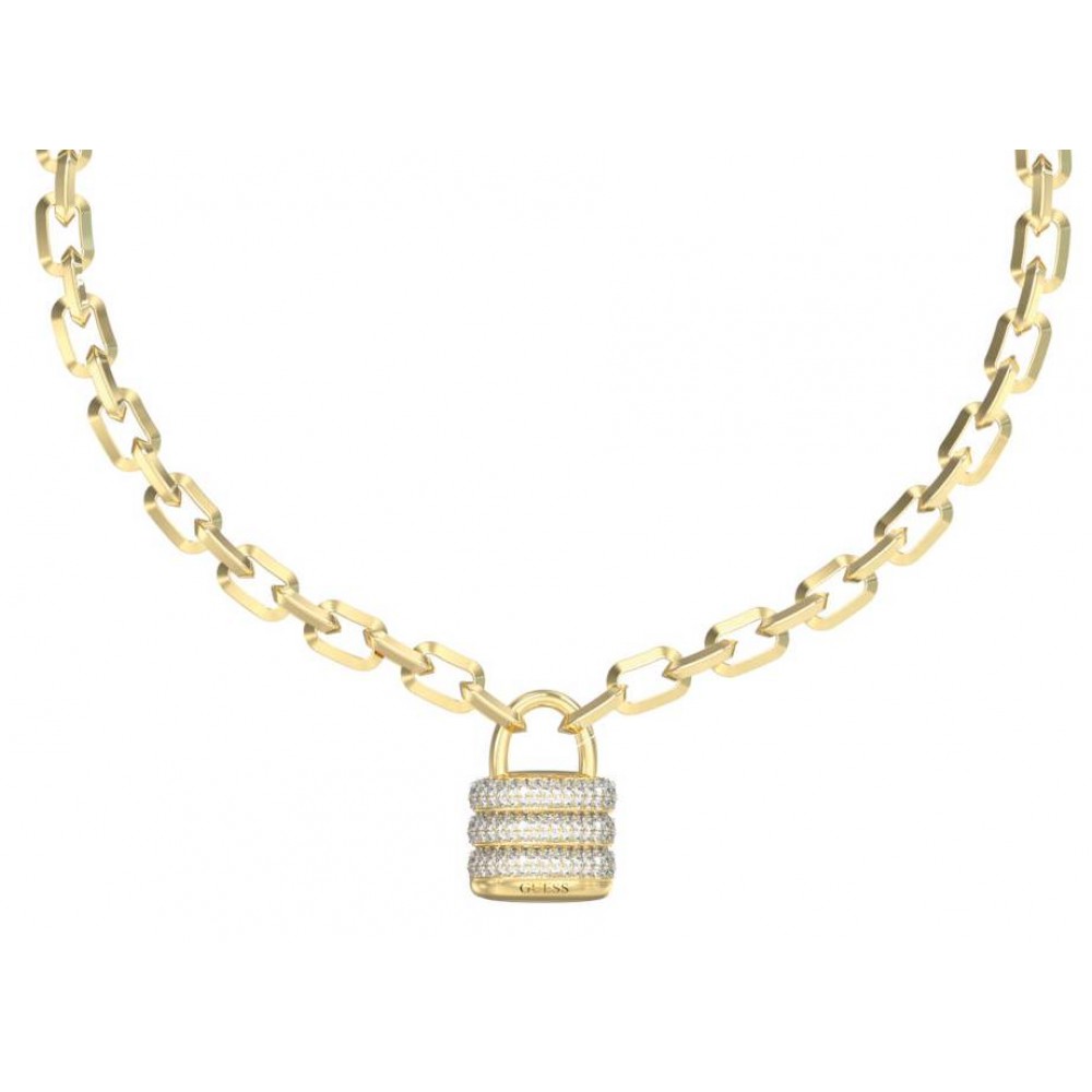 GUESS STEEL GUESS MY SECRET JUBN05415JWYGT/U Κολιέ Χρυσό Με Λουκέτο Με Πέτρες GUESS STEEL GUESS MY SECRET JUBN05415JWYGT/U Κολιέ Χρυσό Με Λουκέτο Με Πέτρες