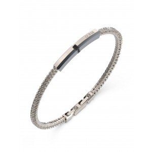 GUESS STEEL GUESS NOIR JUMB05105JWSTL Βραχιόλι Ασημένιο Με Λογότυπο