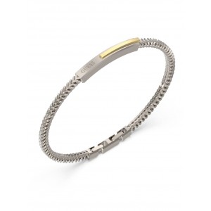 GUESS STEEL GUESS NOIR JUMB05109JWYGSTL Βραχιόλι Ασημένιο Με Λογότυπο