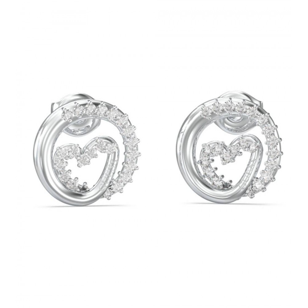 GUESS STEEL ICONIQUE JUBE05528JWRHT/U Σκουλαρίκια Ασημένια Καρδιές Με Πέτρες