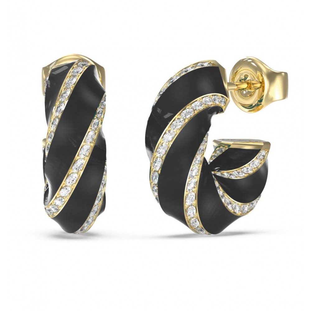 GUESS STEEL LE MIRAGE JUBE05383JWYGBKT/U Κρίκοι Μαύροι Με Πέτρες