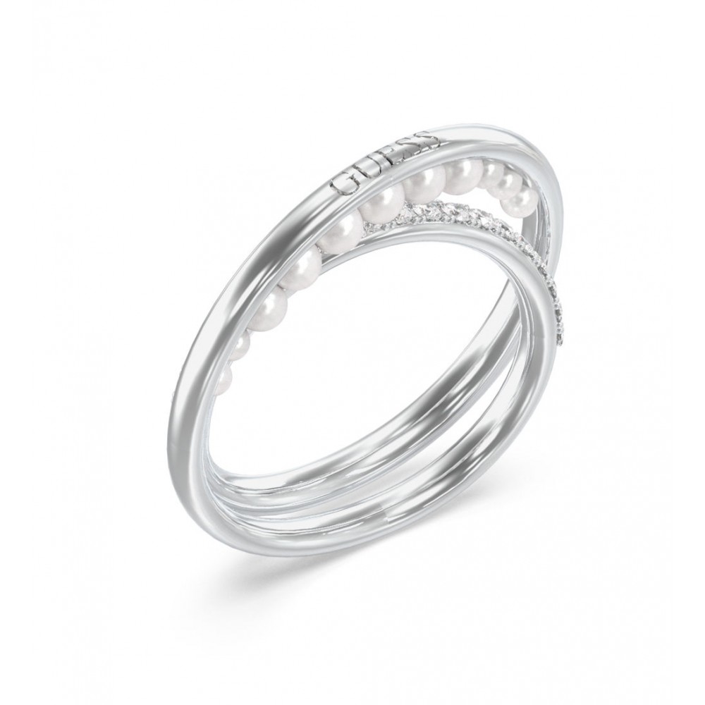 GUESS STEEL TINY PEARLY JUBR05525JWRH-No.54 Δαχτυλίδι Ασημένιο Δίβερο Με Πέρλες