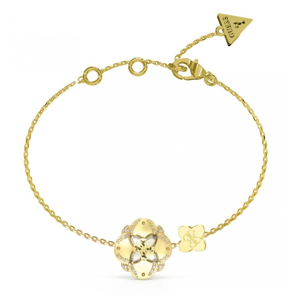 GUESS STEEL WILD FLOWER JUBB05503JWYGL Βραχιόλι Χρυσό Με Φύλλο Με Πέτρες