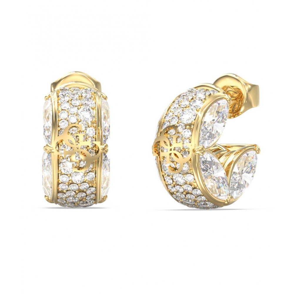 GUESS STEEL 4G SUPREME  Σκουλαρίκια Χρυσά Κρίκοι JUBE06399JWYGT