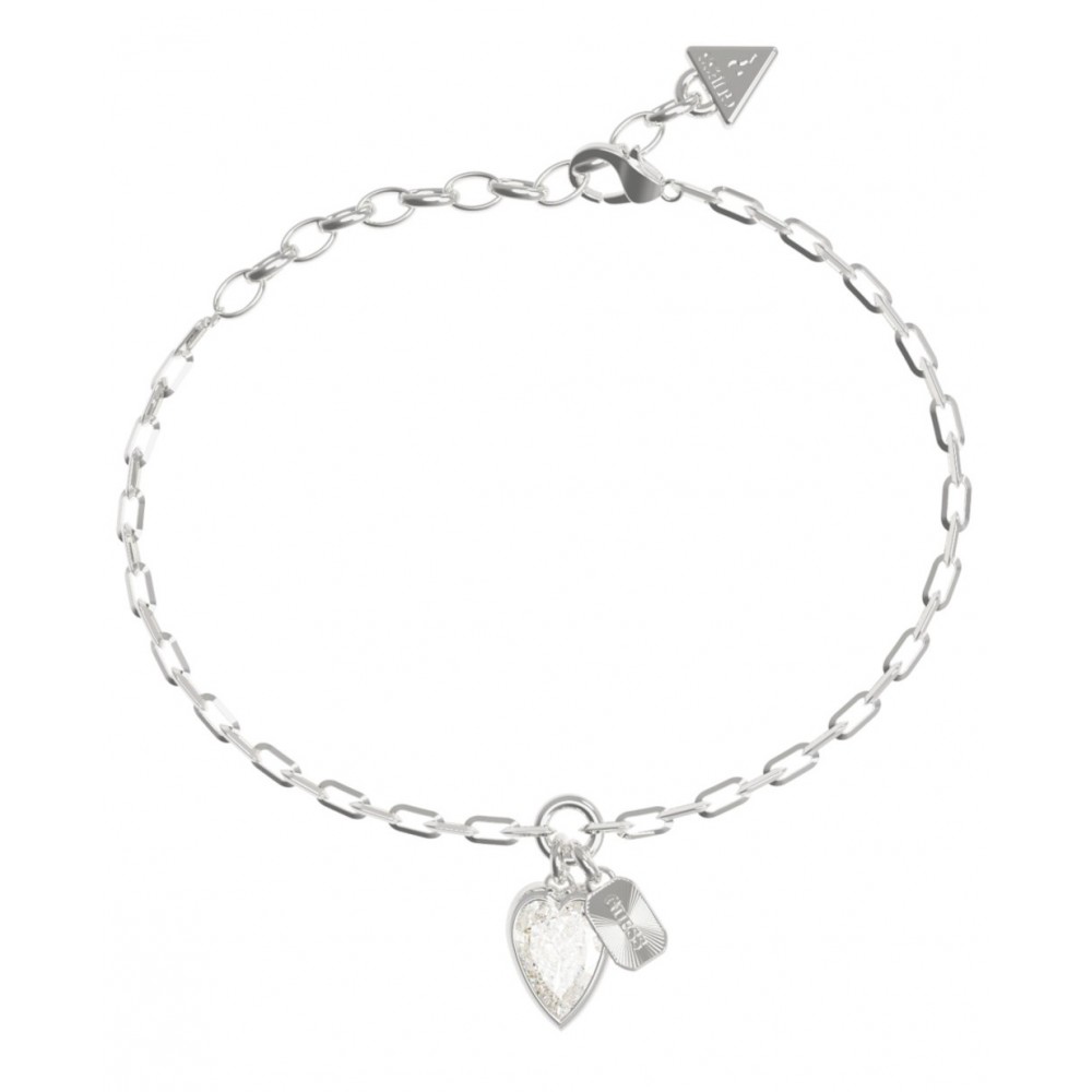 GUESS STEEL CRYSTAL LOVE Βραχιόλι Καρδιά Ασημί JUBB06360JWRHL
