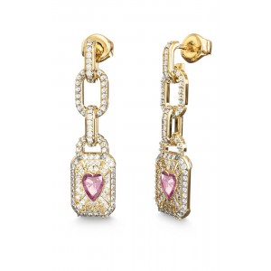 GUESS STEEL CRYSTAL LOVE Σκουλαρίκια Χρυσά Καρδιές JUBE06349JWYGPKT