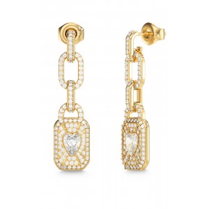 GUESS STEEL CRYSTAL LOVE Σκουλαρίκια Χρυσά Λευκές Καρδιές JUBE06349JWYGT