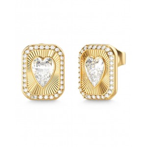 GUESS STEEL CRYSTAL LOVE Σκουλαρίκια Χρυσά Καρδιές JUBE06357JWYGT