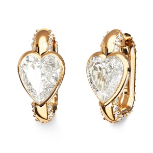 GUESS STEEL CRYSTAL LOVE Σκουλαρίκια Χρυσά Καρδιές JUBE06365JWYGT