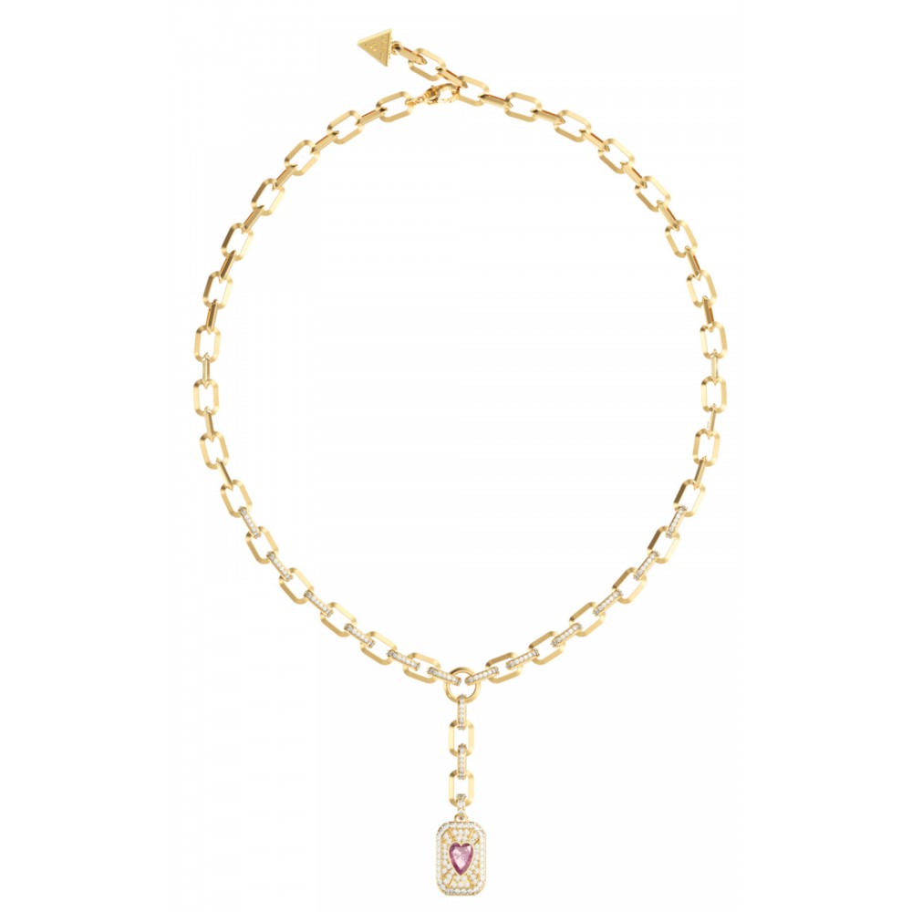 GUESS STEEL CRYSTAL LOVE Κολιέ Χρυσό Κόκκινη Καρδιά JUBN06347JWYGPKT