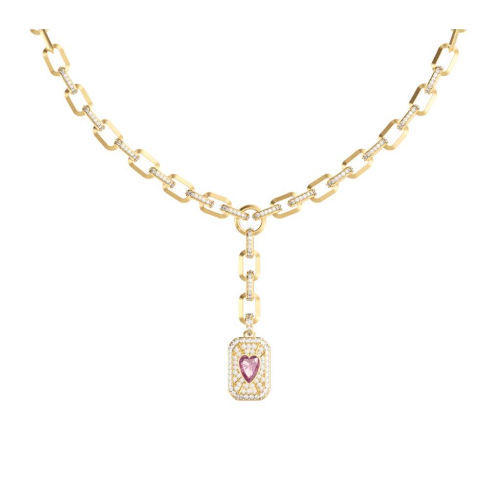 GUESS STEEL CRYSTAL LOVE Κολιέ Χρυσό Κόκκινη Καρδιά JUBN06347JWYGPKT