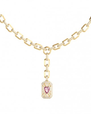 GUESS STEEL CRYSTAL LOVE Κολιέ Χρυσό Κόκκινη Καρδιά JUBN06347JWYGPKT