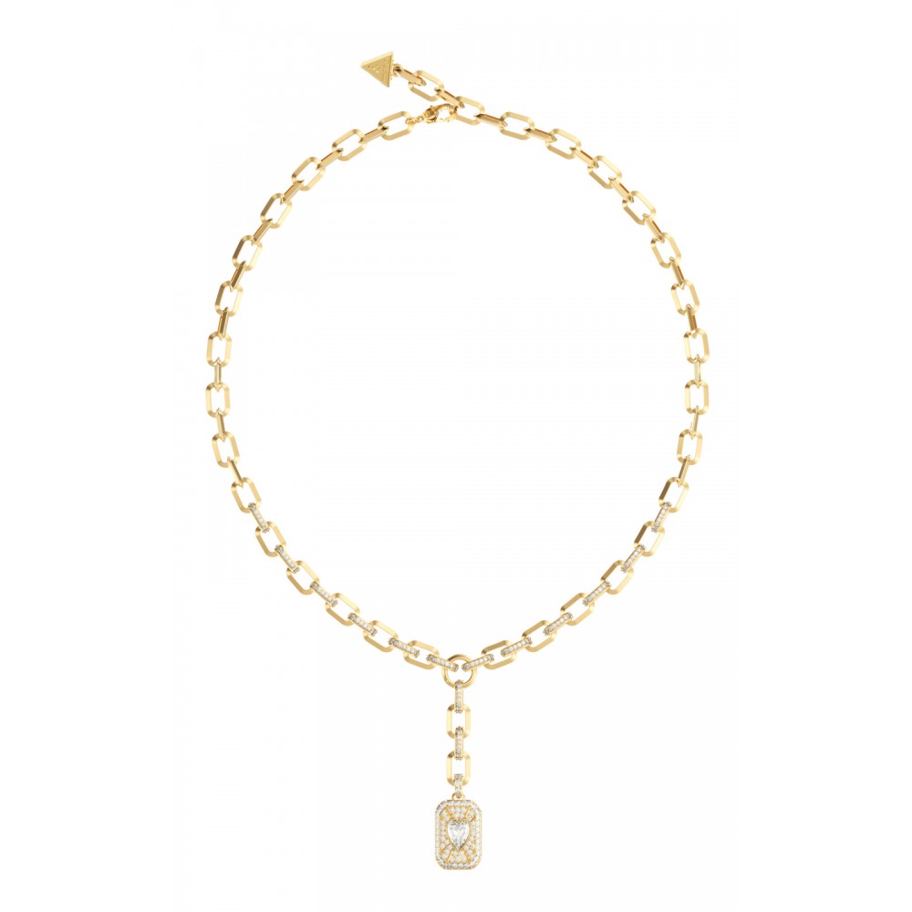 GUESS STEEL CRYSTAL LOVE Κολιέ Χρυσό Λευκή Καρδιά JUBN06347JWYGT