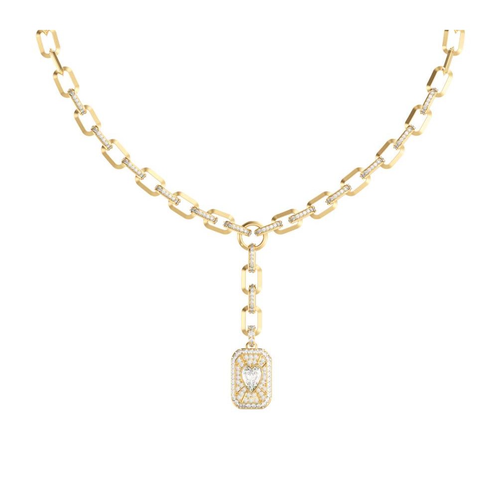 GUESS STEEL CRYSTAL LOVE Κολιέ Χρυσό Λευκή Καρδιά JUBN06347JWYGT
