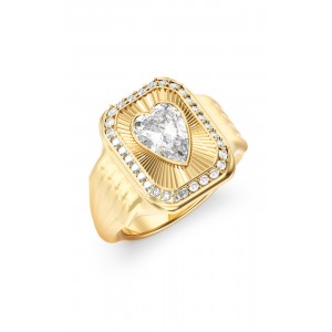 GUESS STEEL CRYSTAL LOVE Δαχτυλίδι Χρυσό Με Πέτρες JUBR06356JWYG
