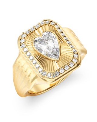 GUESS STEEL CRYSTAL LOVE Δαχτυλίδι Χρυσό Με Πέτρες JUBR06356JWYG