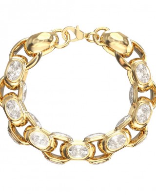 GUESS STEEL DIVINE Βραχιόλι Χρυσό Λευκές Πέτρες JUBB06304JWYGL 