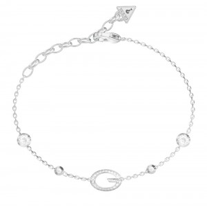 GUESS STEEL G CAMDEN Βραχιόλι Ασημί Λευκές Πέτρες JUBB06337JWRHL 