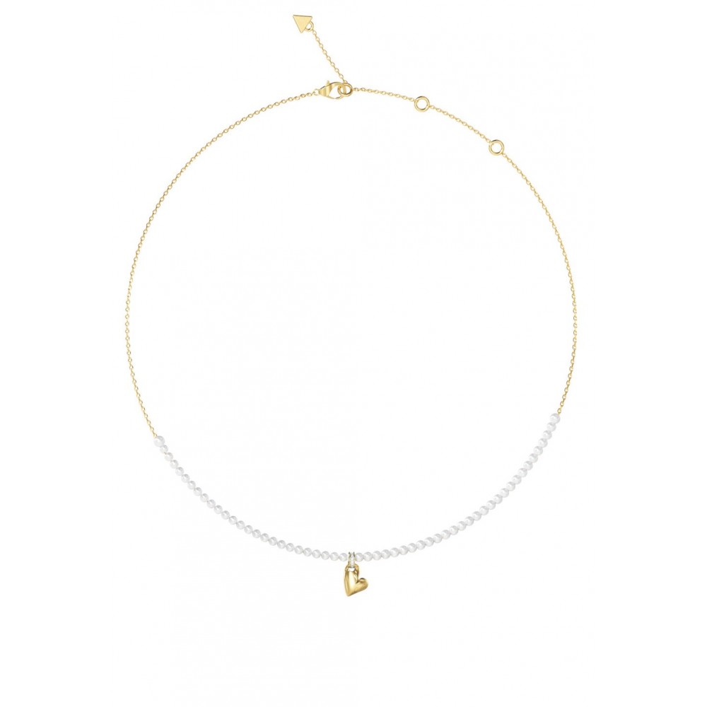 GUESS STEEL GOLDEN LOVE Κολιέ Xρυσό Με Πέρλες JUBN06454JWYGT
