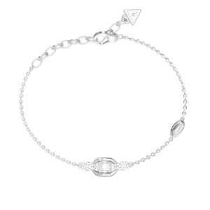 GUESS STEEL RADIOSA Βραχιόλι Ασημί Λευκές Πέτρες JUBB06390JWRHL 
